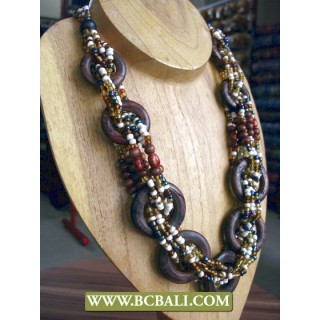 Beaded coloring wrap Wooden Fashion Necklaces